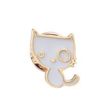 Load image into Gallery viewer, White and Gold Cat Brooch/Pin
