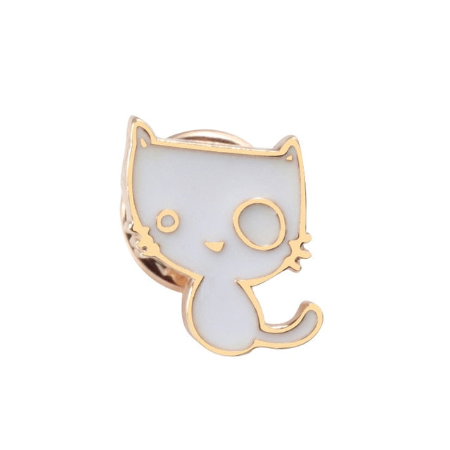 White and Gold Cat Brooch/Pin