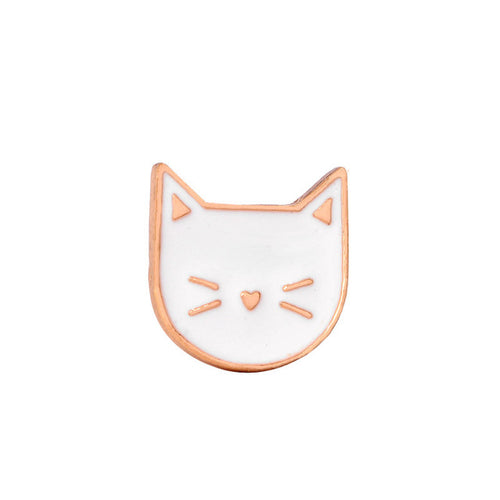 White and Gold Cat Face Brooch/Pin
