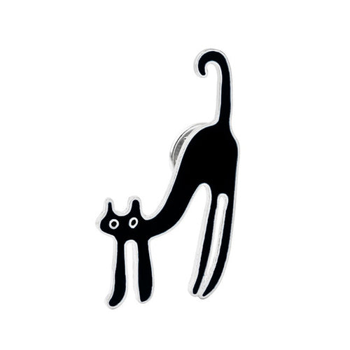 Black and Silver Standing Cat Brooch