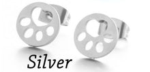 Load image into Gallery viewer, Silver Round Paw Stud Earrings
