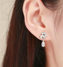 Load image into Gallery viewer, Sterling Silver 925 &amp; Cubic Zirconia Cat and Paw Earrings
