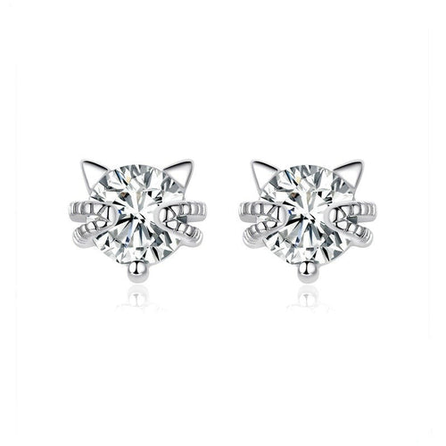 Whisker Kitty Earrings Sterling Silver