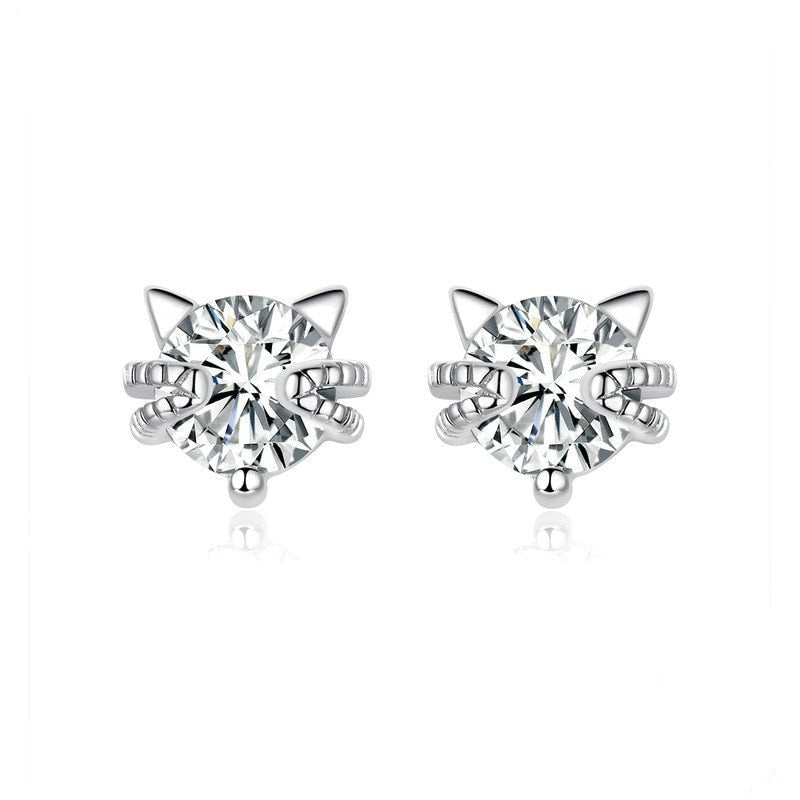 Whisker Kitty Earrings Sterling Silver