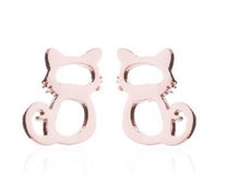 Load image into Gallery viewer, Rose Gold Seated Cat with Whisker Stud Earrings
