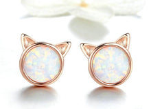 Load image into Gallery viewer, Cat Ear Earrings Rose Gold Plated
