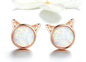 Cat Ear Earrings Rose Gold Plated