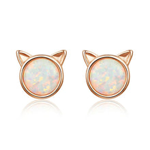 Load image into Gallery viewer, Cat Ear Earrings Rose Gold Plated
