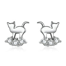 Load image into Gallery viewer, Cat on Cloud Earrings Sterling Silver

