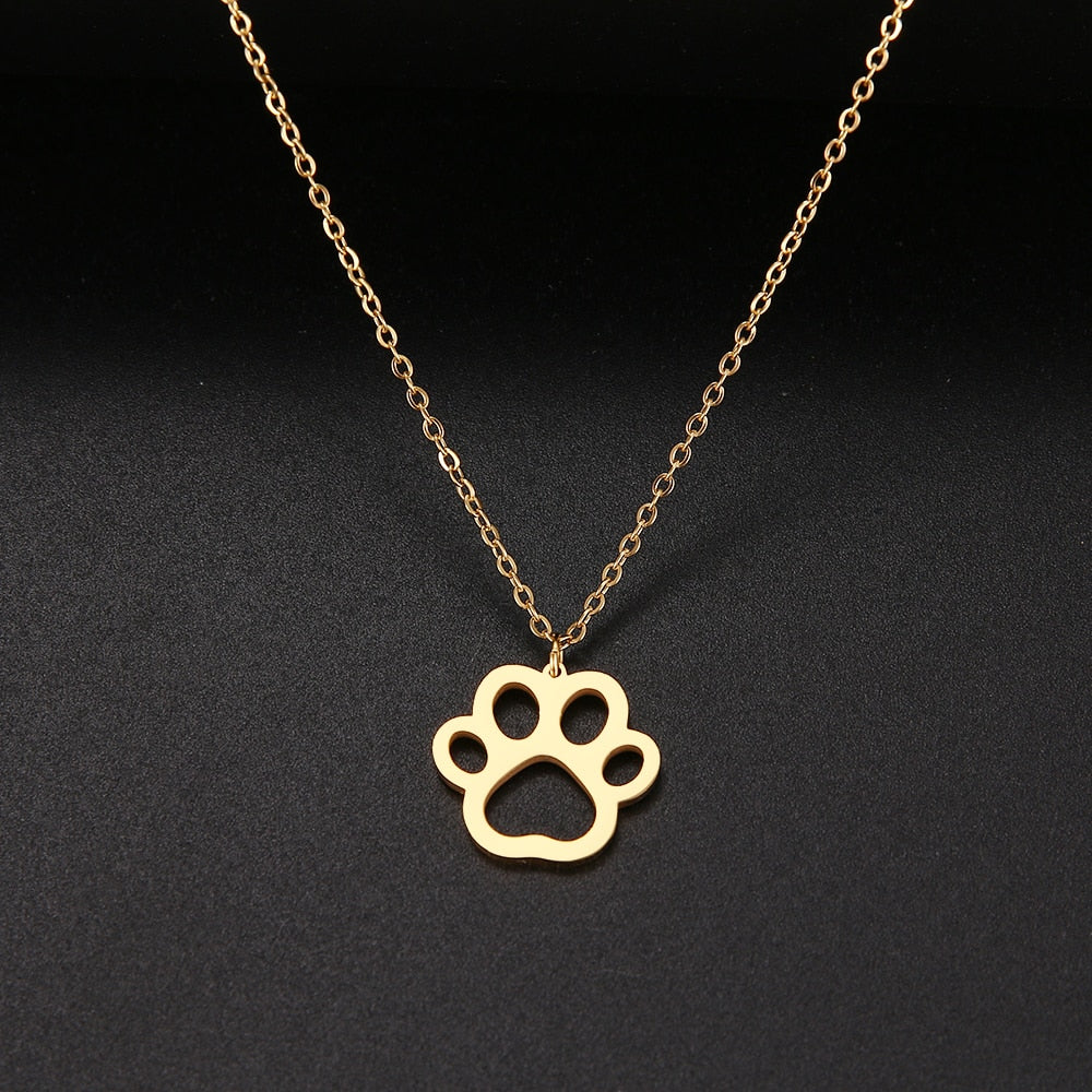 Gold pawprint necklace