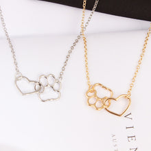 Load image into Gallery viewer, Silver &amp; Gold Paw &amp; Heart Necklaces
