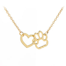 Load image into Gallery viewer, Gold Paw &amp; Heart Necklace
