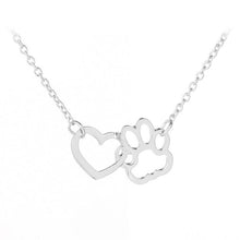 Load image into Gallery viewer, Silver Paw &amp; Heart Necklace
