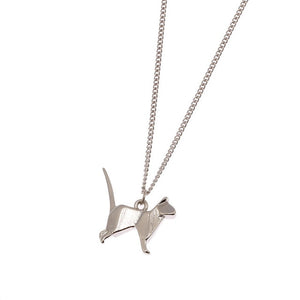 Silver Standing Cat Necklace with Silver Chain