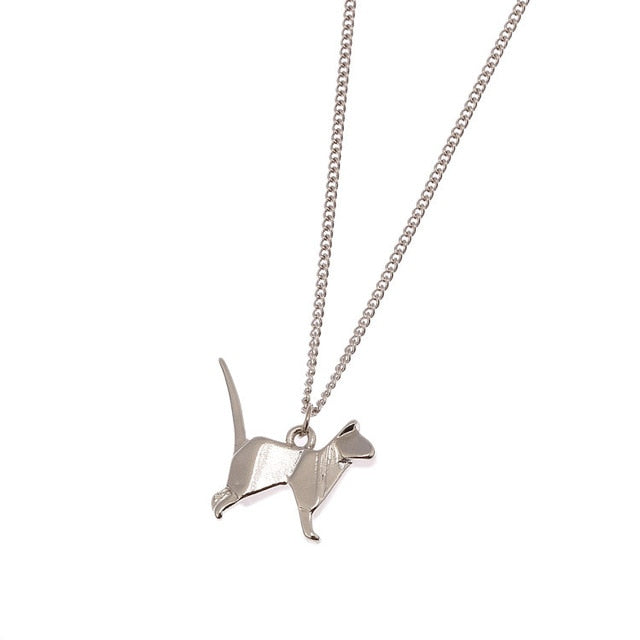 Silver Standing Cat Necklace with Silver Chain