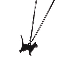 Load image into Gallery viewer, Black Standing Cat Necklace with Black Chain

