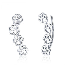 Load image into Gallery viewer, Sterling Silver 925 Paw Print Cuff Earrings
