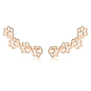 Rose Gold Plated Paw Print Cuff Earrings