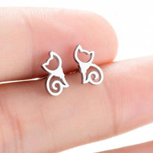 Load image into Gallery viewer, Seated Cat Silver Stud Earrings
