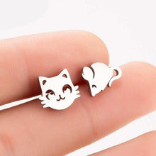 Load image into Gallery viewer, Silver Cat &amp; Mouse Studs
