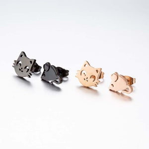 Black & Gold Cat & Mouse Studs