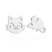 Load image into Gallery viewer, Silver Cat &amp; Mouse Studs
