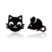 Load image into Gallery viewer, Black Cat &amp; Mouse Studs
