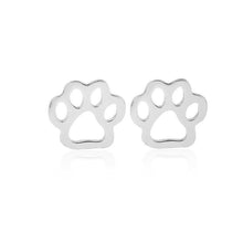 Load image into Gallery viewer, Silver Paw Stud Earrings
