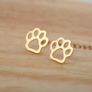 Gold Open Paw Stud Earrings