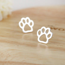 Load image into Gallery viewer, Silver Open Paw Stud Earrings
