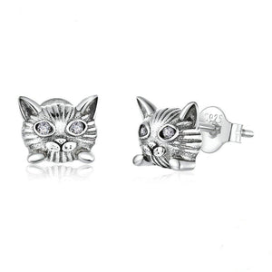 Sterling Silver Kitty Studs