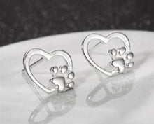 Load image into Gallery viewer, Silver Open Heart &amp; Paw Studs
