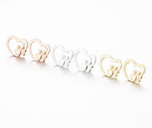 Load image into Gallery viewer, Rose Gold, Silver &amp; Gold Open Heart &amp; Paw Studs
