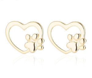 Open Heart & Paw Studs Gold