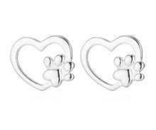 Load image into Gallery viewer, Silver Open Heart &amp; Paw Studs
