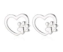 Load image into Gallery viewer, Silver Open Heart &amp; Paw Studs
