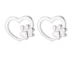 Silver Open Heart & Paw Studs