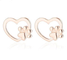 Load image into Gallery viewer, Rose Gold Open Heart &amp; Paw Studs
