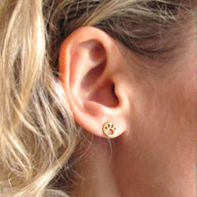 Load image into Gallery viewer, Gold Round Paw Stud Earrings
