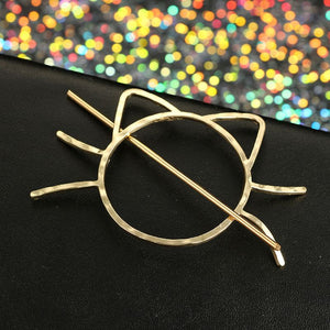 Meow Cat Hairpin in Gold