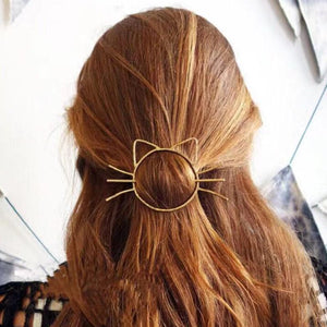 Meow Cat Hairpin in Gold