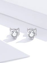 Load image into Gallery viewer, Bow Tie Kitty Earrings in Sterling Silver and cubic zirconia
