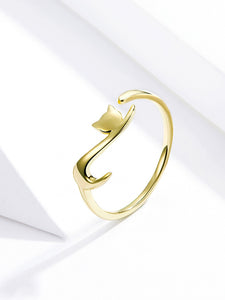 Gold Adjustable Cat Tail Ring