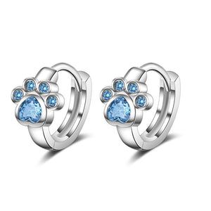 Cubic Zirconia Paw Earrings in blue