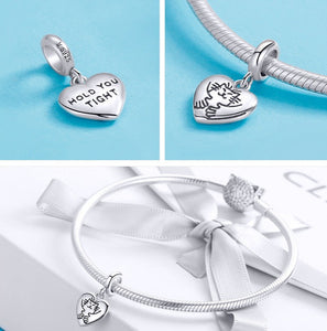Cat Hug Charm in Sterling Silver