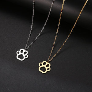 Gold and silver pawprint necklaces