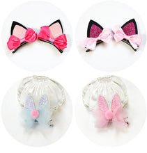 Load image into Gallery viewer, Hot Pink Bow Cat Ear Hair Clip
