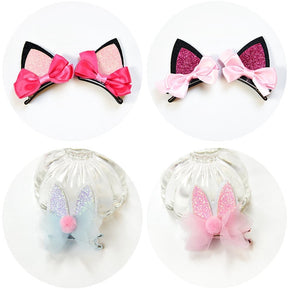 Hot Pink Bow Cat Ear Hair Clip