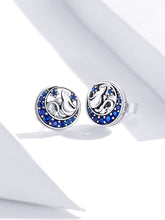 Load image into Gallery viewer, Blue Moon Cat Earrings Sterling Silver
