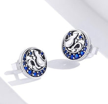Load image into Gallery viewer, Blue Moon Cat Earrings Sterling Silver
